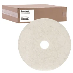 Boardwalk 19 in. Diameter Natural Burnishing Floor Pads - White (5/Carton)