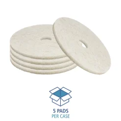 Boardwalk 17 in. Diameter Natural Burnishing Floor Pads - White (5/Carton)