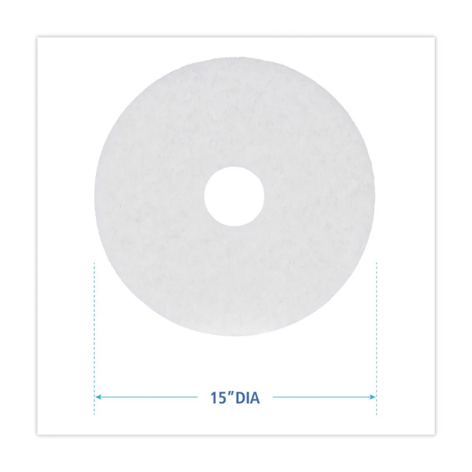 Boardwalk 15 in. Diameter Polishing Floor Pads - White (5/Carton)