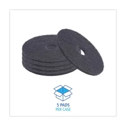 Boardwalk 17 in. Diameter Stripping Floor Pads - Black (5/Carton)