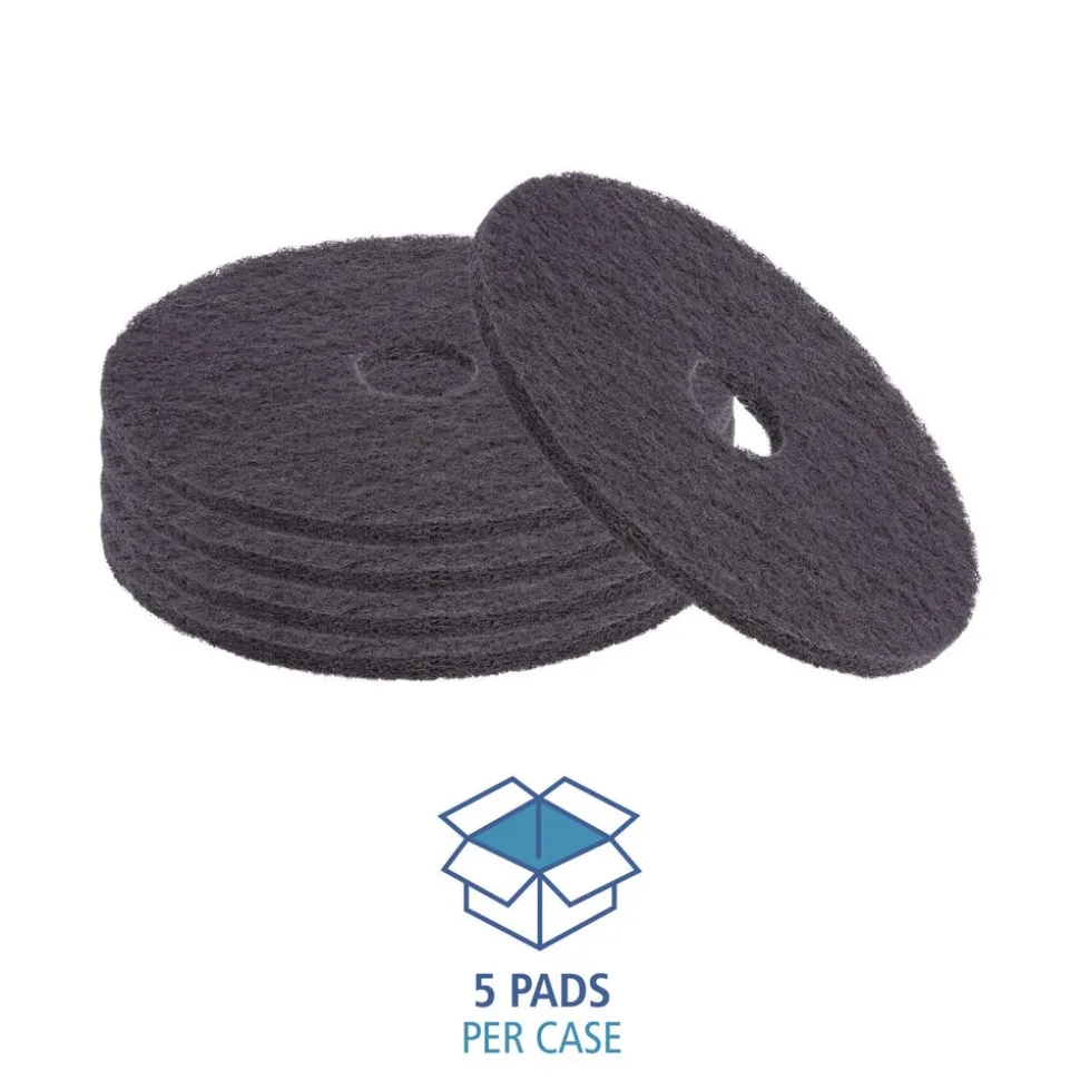 Boardwalk 12 in. Diameter Stripping Floor Pads - Black (5/Carton)
