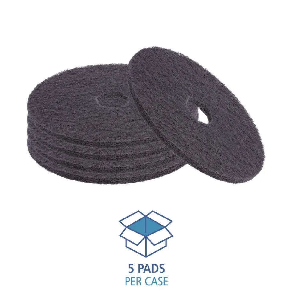 Boardwalk 14 in. Diameter Stripping Floor Pads - Black (5/Carton)