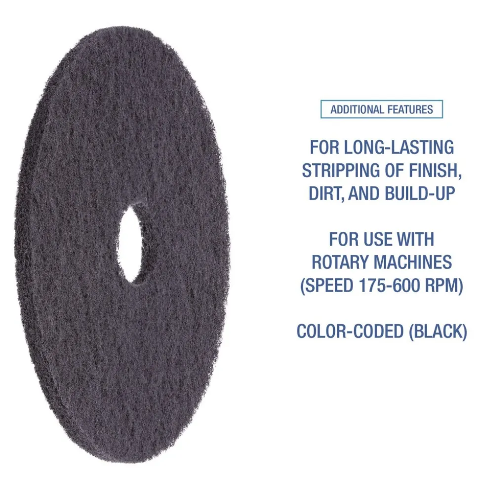 Boardwalk 14 in. Diameter Stripping Floor Pads - Black (5/Carton)
