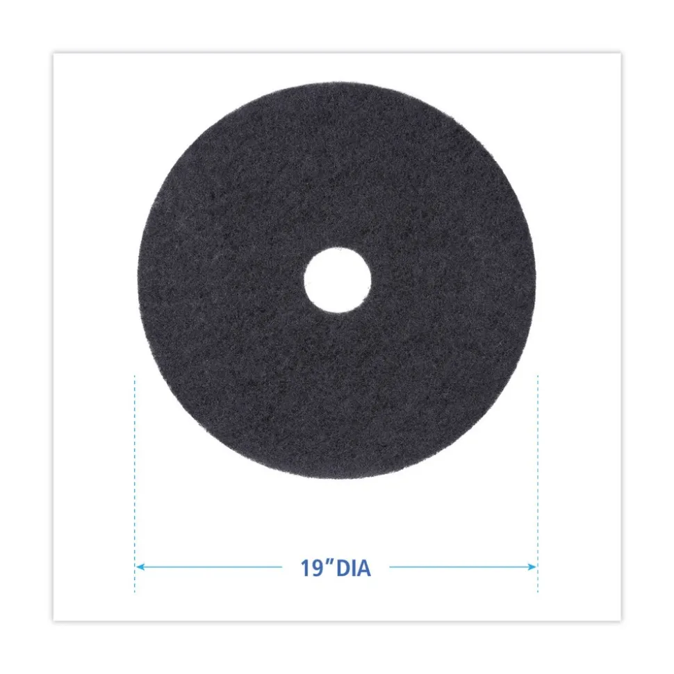 Boardwalk 19 in. Diameter Stripping Floor Pads - Black (5/Carton)