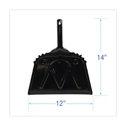 Boardwalk 12 in. Wide Metal Dust Pan with 2 in. Handle - Black
