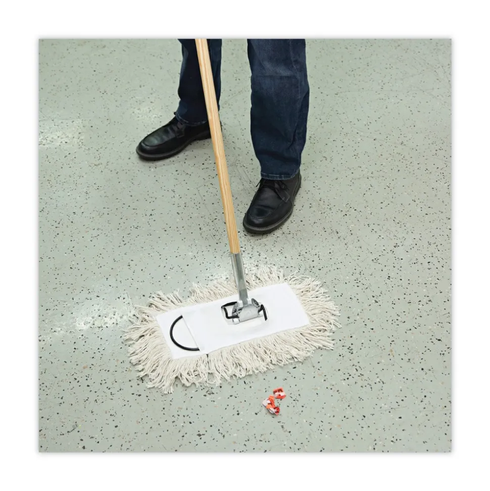 Boardwalk 12 in. x 5 in. Cotton Dust Mop Head - White