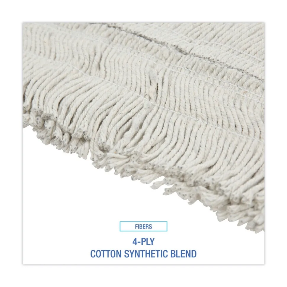 Boardwalk 36 in. x 5 in. Disposable Cotton/Synthetic Dust Mop Head with Sewn Center Fringe - White
