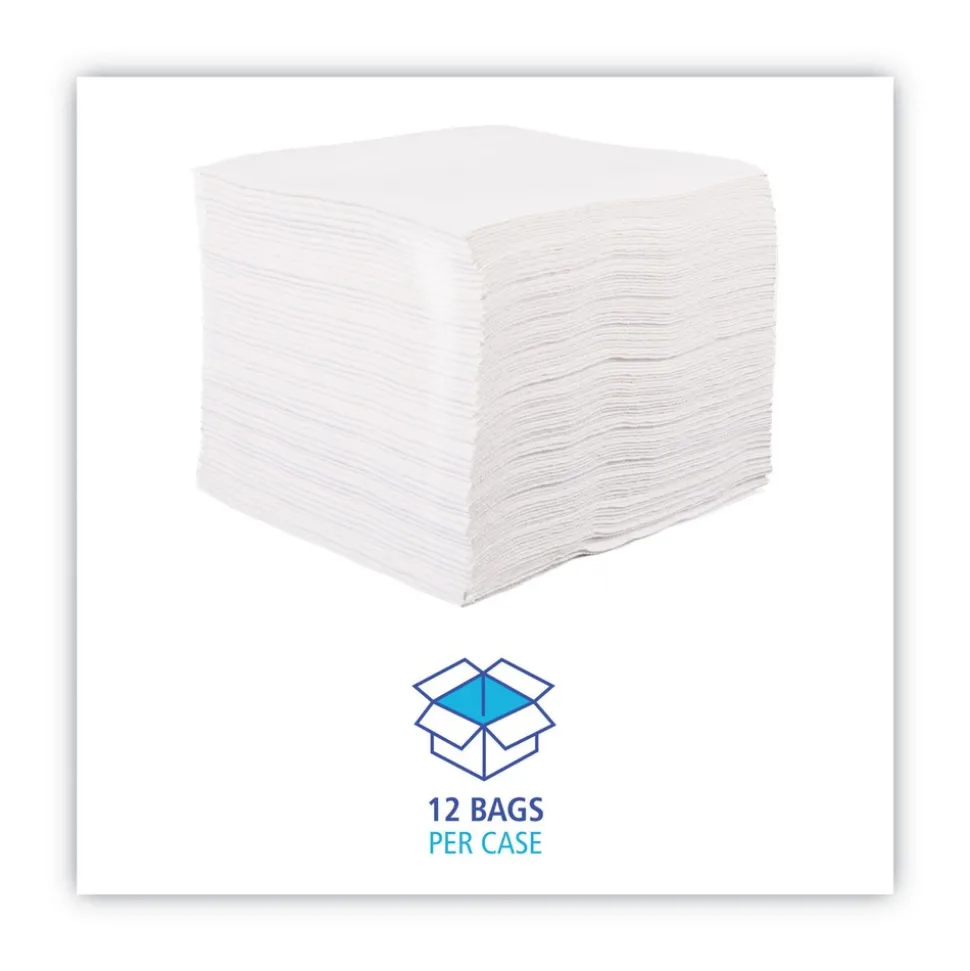 Boardwalk 12 in. x 13 in. DRC Wipers - White (90 Bag, 12 Bags/Carton)