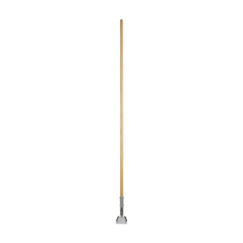 Boardwalk 1 in. x 60 in. Lacquered Wood Swivel Head Clip-On Dust Mop Handle - Natural