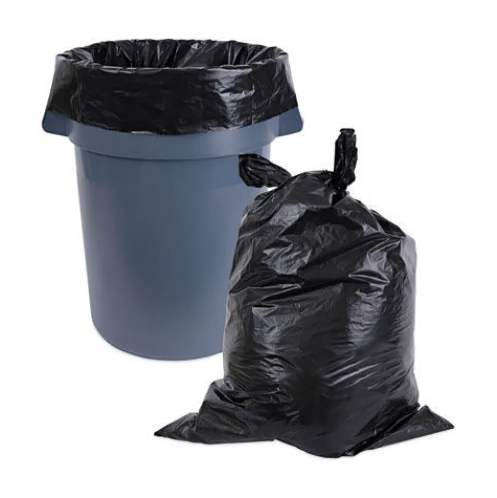 Boardwalk K7663WKK 60 Gallon 2.7 mil 38 in. x 63 in. Industrial Drum Liners Rolls - Black (50/Carton)