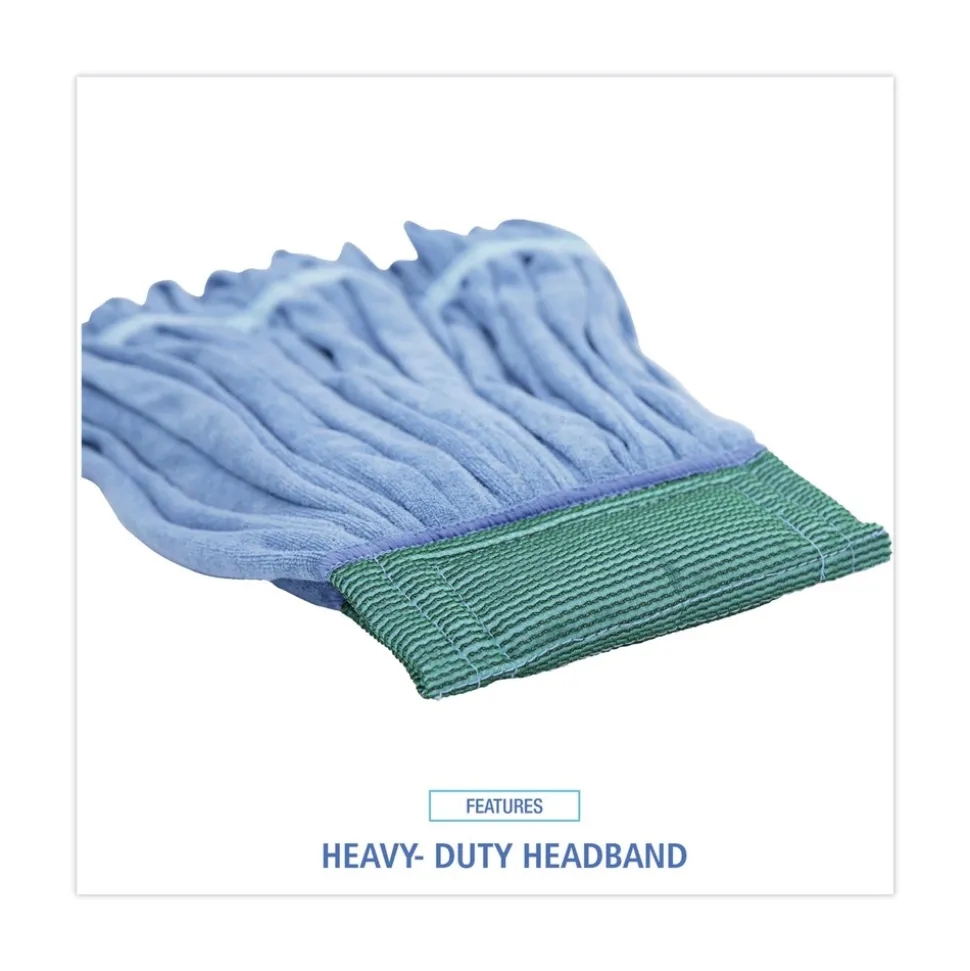 Boardwalk Microfiber Looped-End Wet Mop Head - Medium, Blue