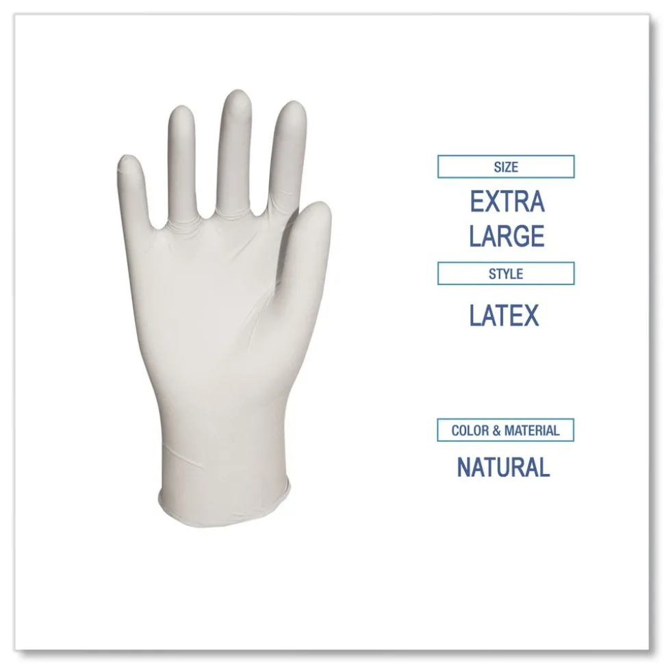 Boardwalk 4.4 mil 9.5 in. Long Powder-Free General-Purpose Latex Gloves - Extra Large, Natural (100/Box, 10 Boxes/Carton)