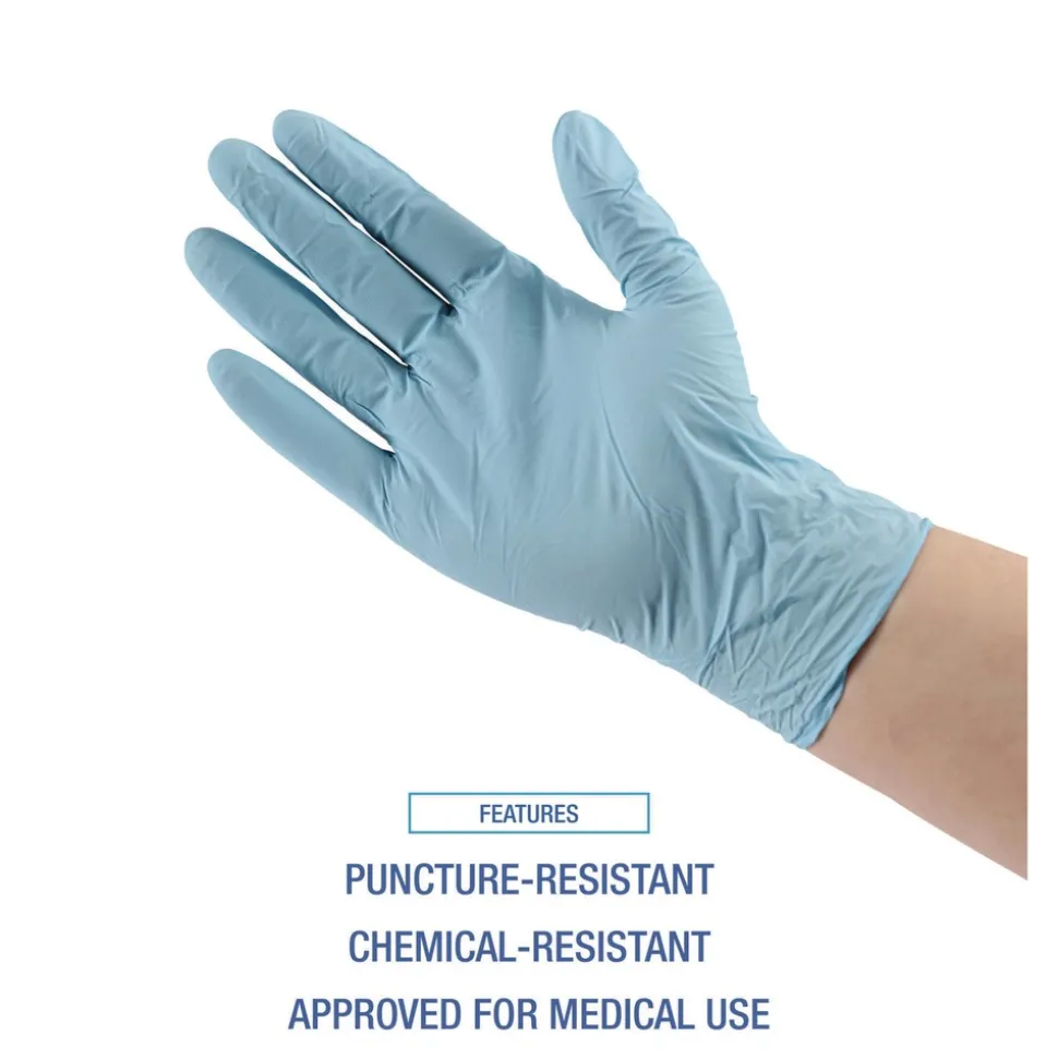 Boardwalk 5 mil 9.5 in. Long Powder-Free Disposable Examination Nitrile Gloves - Medium, Blue (100/Box, 10 Boxes/Carton)