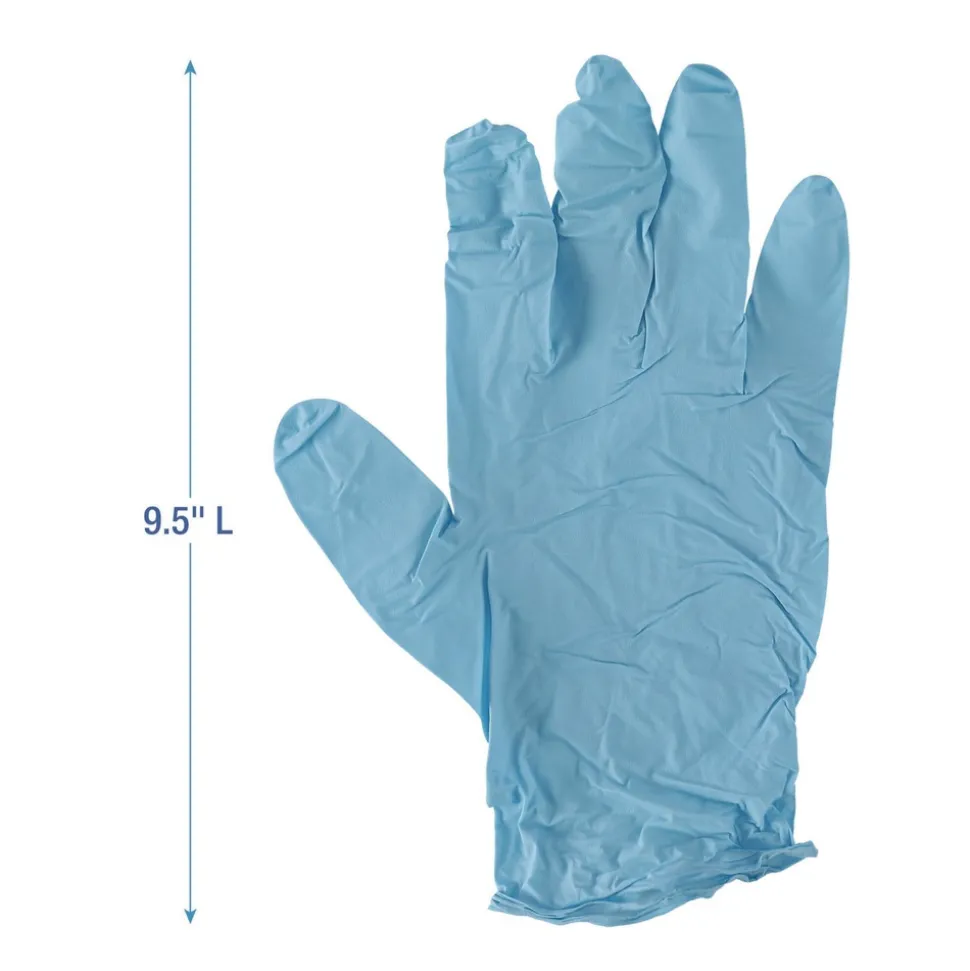 Boardwalk 5 mil 9.5 in. Long Powder-Free Disposable Examination Nitrile Gloves - Medium, Blue (100/Box, 10 Boxes/Carton)