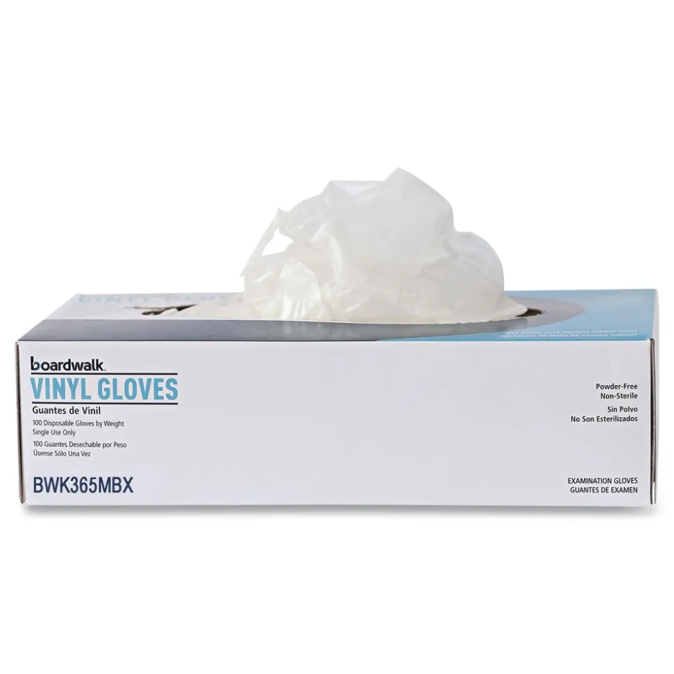 Boardwalk 2.6 mil 13 in. Long Powder-Free General Purpose Vinyl Gloves - Medium, Clear (100/Box)