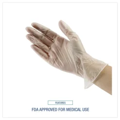 Boardwalk 3.6 mil Thick 9.5 in. Long Powder-Free Exam Vinyl Gloves - Large, Clear (100/Box, 10 Boxes/Carton)
