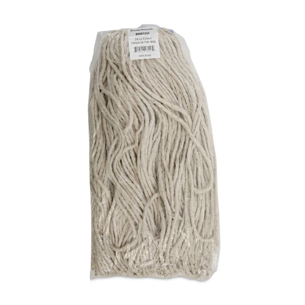 Boardwalk 24 oz. Cut-End Lie-Flat Cotton Wet Mop Head - White