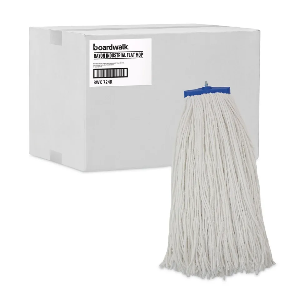 Boardwalk 24 oz. Cut-End Lie-Flat Rayon Wet Mop Head - White (12/Carton)