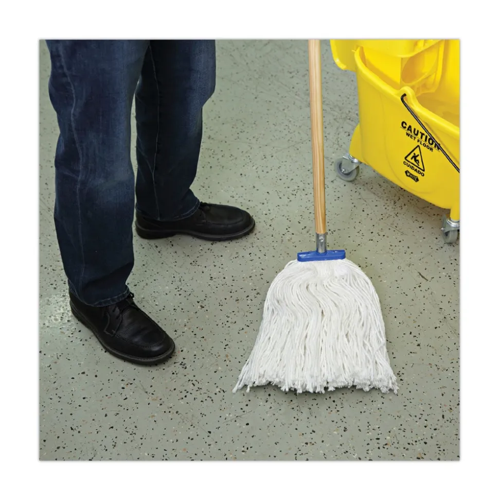 Boardwalk 16 oz. Cut-End Lie-Flat Rayon Wet Mop Head - White (12/Carton)