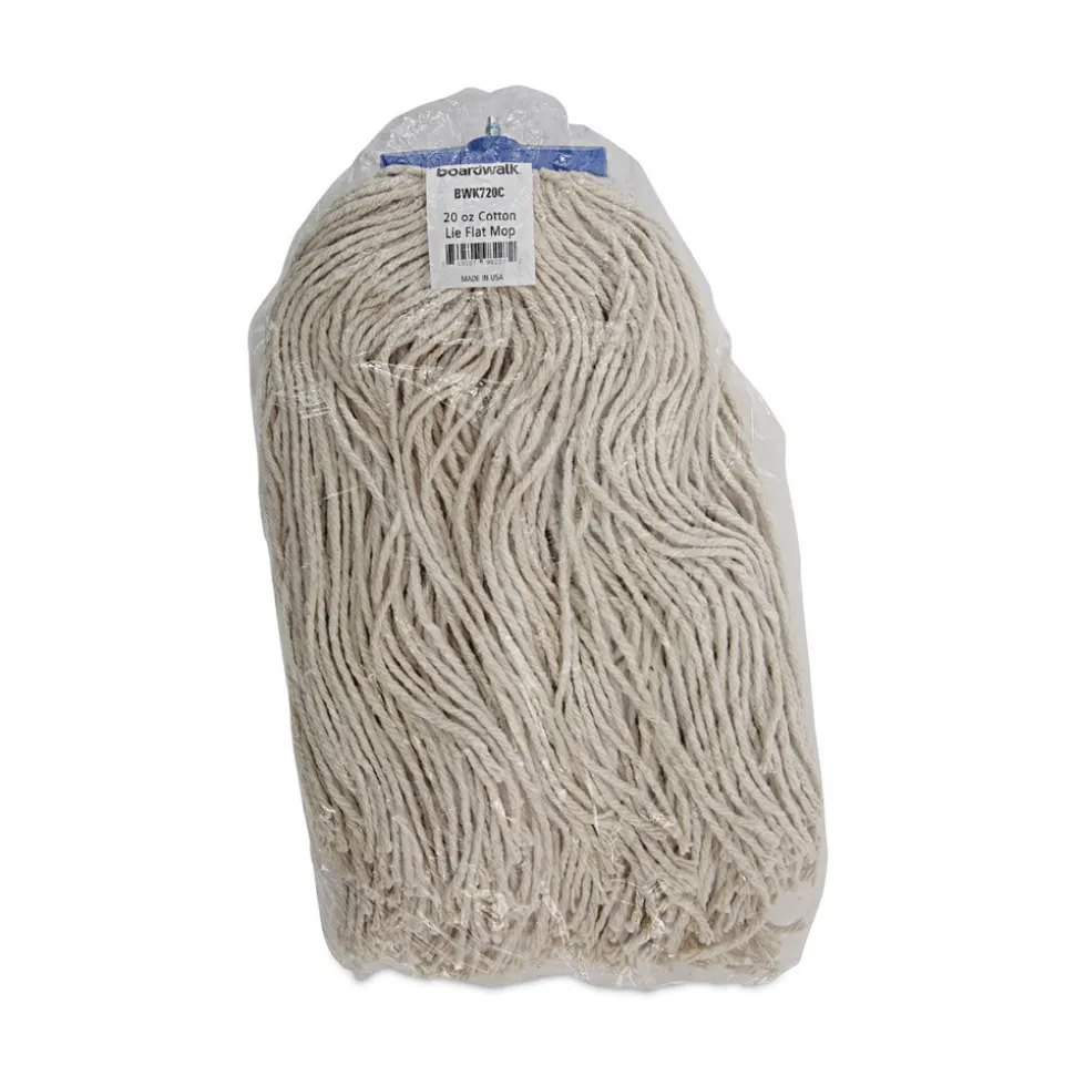 Boardwalk 20 oz. Economical Lie-Flat Cotton Fiber Mop Head - White (12/Carton)