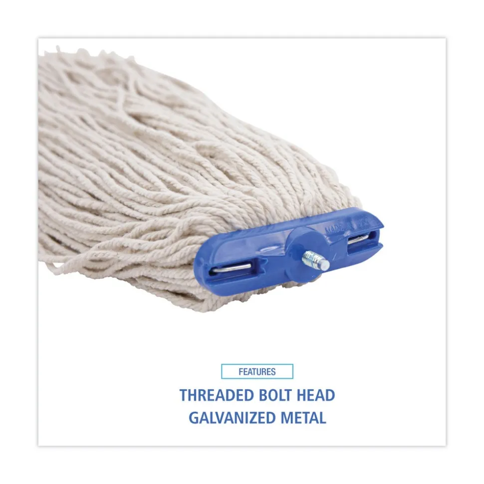 Boardwalk 20 oz. Economical Lie-Flat Cotton Fiber Mop Head - White (12/Carton)