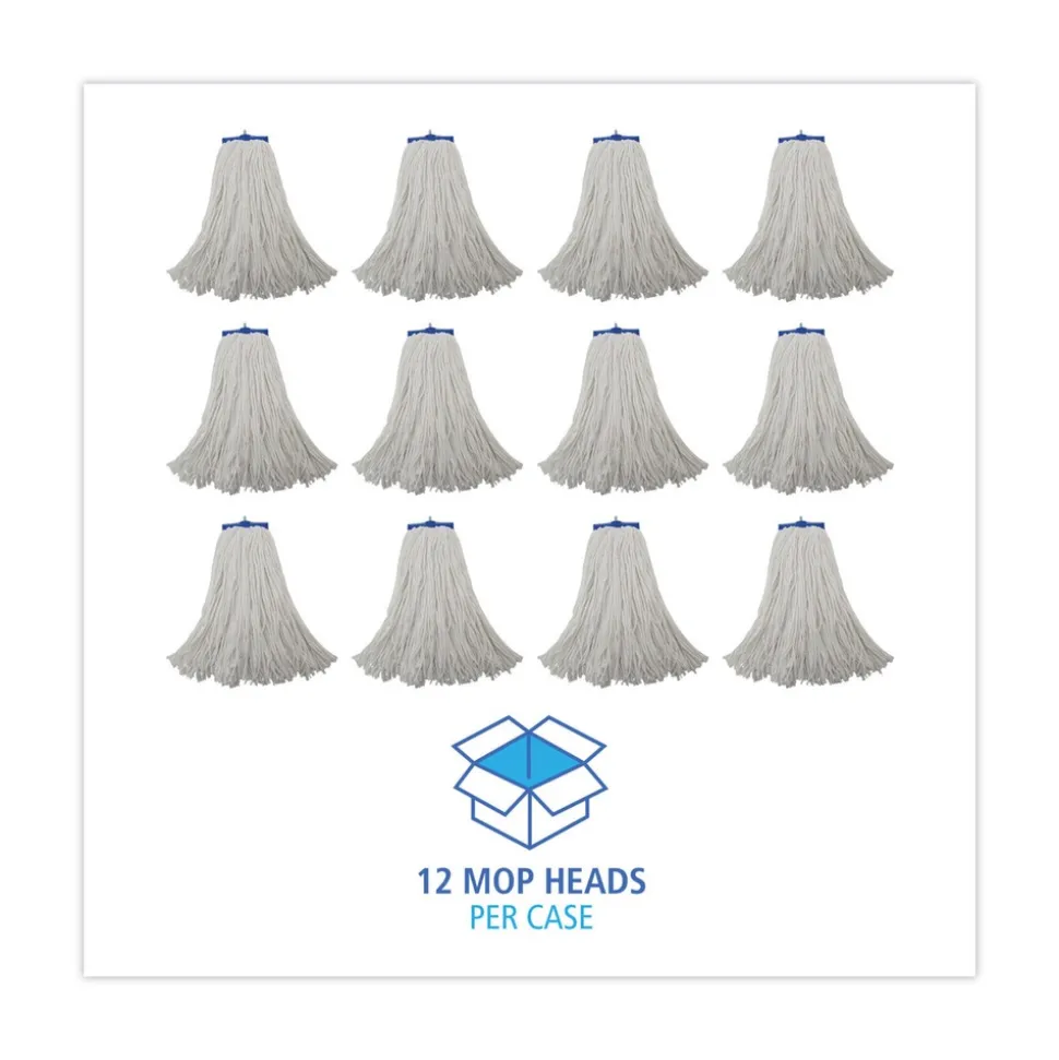 Boardwalk 20 oz. Economical Lie-Flat Rayon Fiber Mop Head - White (12/Carton)