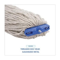 Boardwalk 24 oz. Lie-Flat Head Cotton Fiber Mop Heads - White (12/Carton)