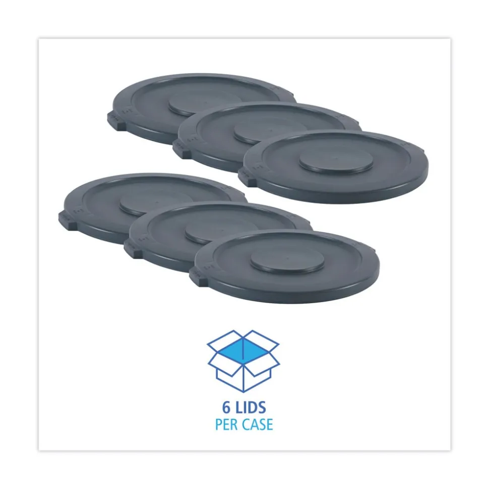 Boardwalk Plastic Round Flat-Top Lid for 32 Gallon Waste Receptacles - Gray