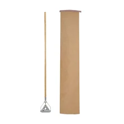 Boardwalk Quick Change 0.88 in. Diameter x 54 in. Metal Head Wooden Mop Handle - Junior, Natural