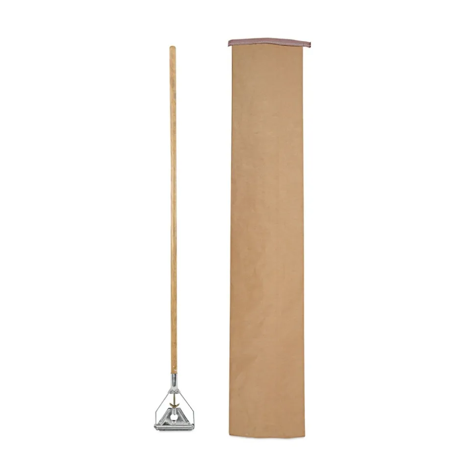 Boardwalk Quick Change 0.88 in. Diameter x 54 in. Metal Head Wooden Mop Handle - Junior, Natural