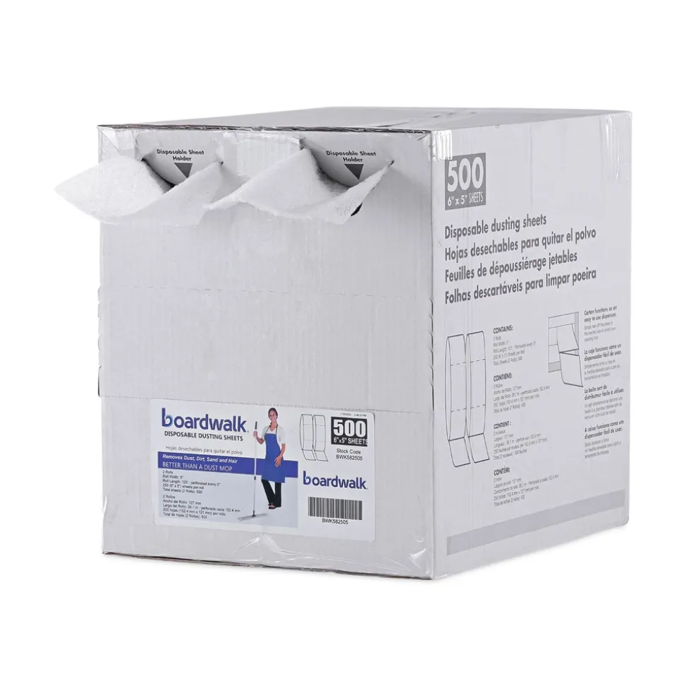 Boardwalk 2 Rolls/Carton, 250 Sheets/Roll TrapEze 5 in. x 125 ft. Disposable Dusting Sheets - White