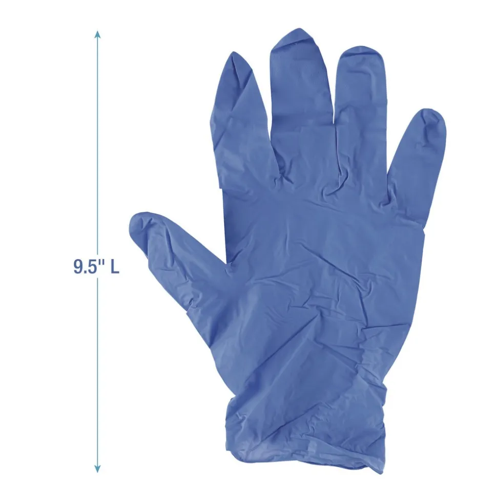 Boardwalk 380 Series 4 mil Thick 9.5 in. Long Powder-Free Disposable General-Purpose Nitrile Gloves - Small, Blue (100/Box, 10 Boxes/Carton)
