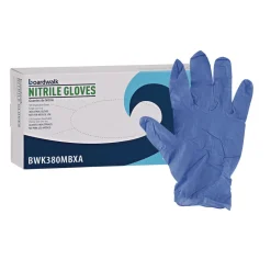 Boardwalk 380 Series 4 mil Thick 9.5 in. Long Powder-Free Disposable General-Purpose Nitrile Gloves - Medium, Blue (100/Box, 10 Boxes/Carton)