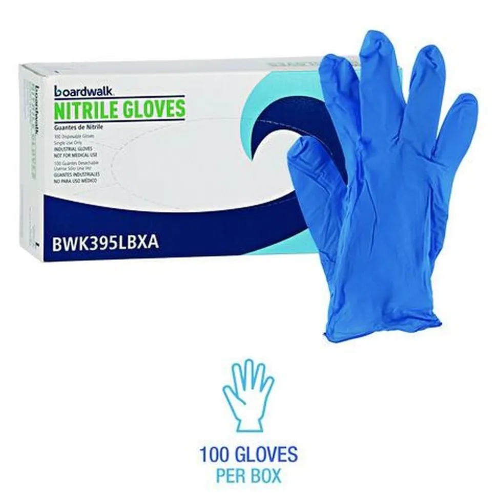 Boardwalk 395 Series 5 mil Thick 9.5 in. Long Powder-Free Disposable General-Purpose Nitrile Gloves - Large, Blue (1000/Carton)