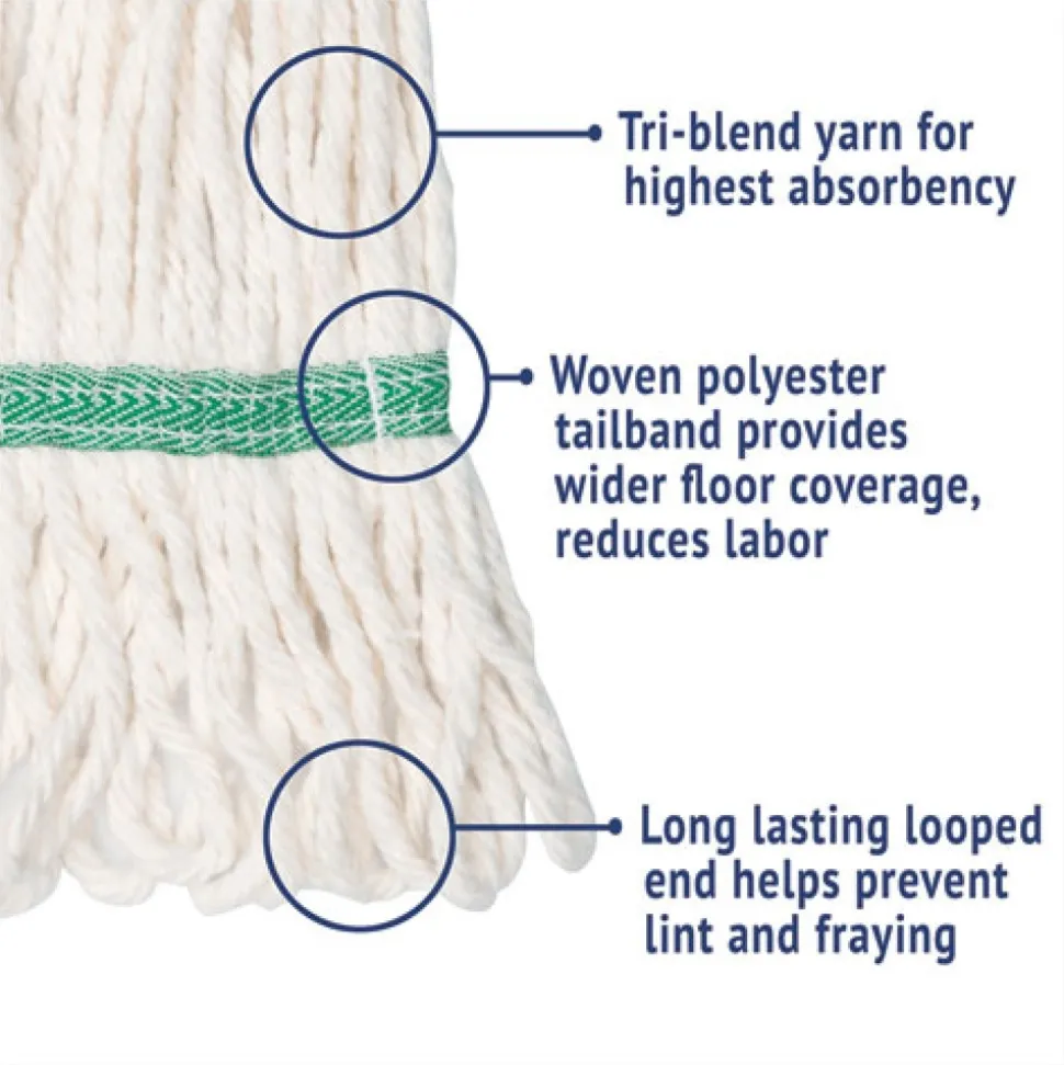 Boardwalk Super Loop Wet Mop Head with Cotton/Synthetic Fiber and 5 in. Headband - Medium, White (12/Carton)