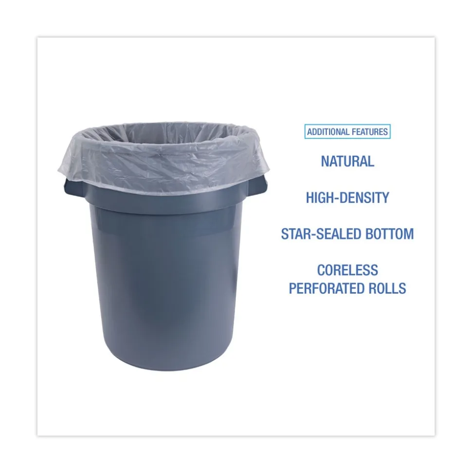 Boardwalk V8647ENKR01 43 in. x 47 in. 56 gal. 19 Microns High-Density Can Liners - Natural (150/Carton)