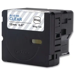 Brother P-Touch 0.47 in. x 13.1 ft. Genuine P-Touch BTAG Label Tapes - Blue on Clear
