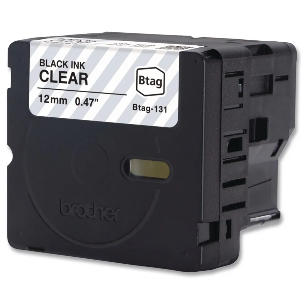Brother P-Touch 0.47 in. x 13.1 ft. Genuine P-Touch BTAG Label Tapes - Black on Clear