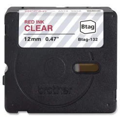 Brother P-Touch 0.47 in. x 13.1 ft. Genuine P-Touch BTAG Label Tapes - Red on Clear