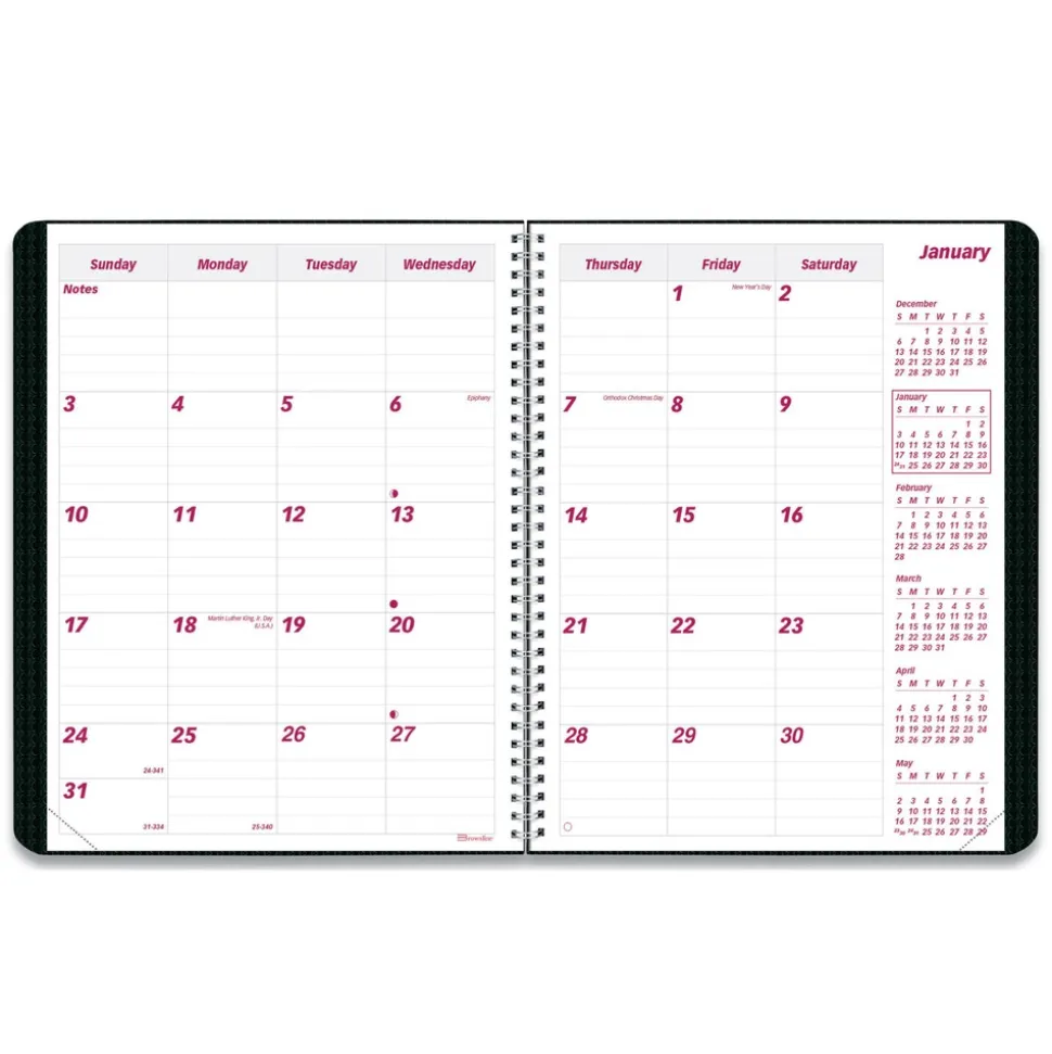 Brownline 14-Month: Dec 2025 to Jan 2027 8.88 in. x 7.13 in. DuraFlex Planner - Black Cover