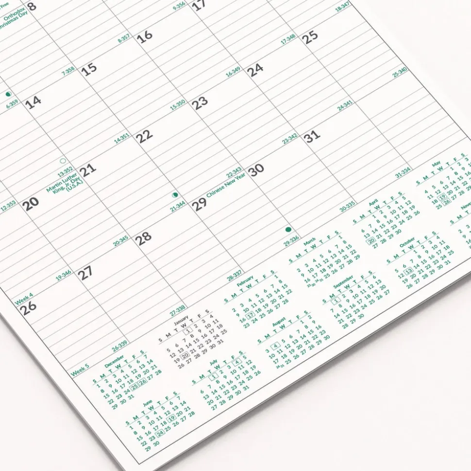 Brownline 12-Month (Jan to Dec): 2026 12 in. x 17 in. EcoLogix Artwork Monthly Wall Calendar - White/Green Sheets