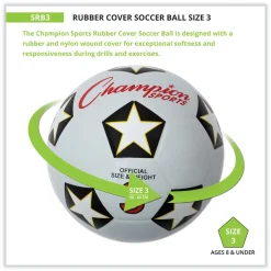 Champion Sports No. 3 Size Soccer Rubber Sports Ball - White/Black