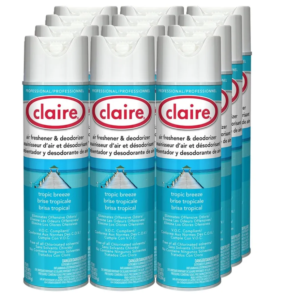 Claire 10 oz. Aerosol Spray Aerosol Air Freshener and Deodorizer - Tropic Breeze (1/Carton)