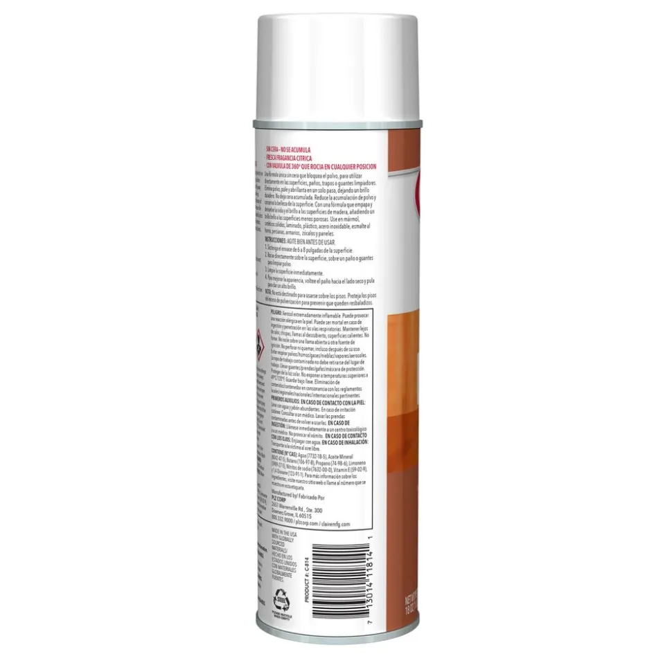 Claire 18 oz. Aerosol Spray Multi Purpose Polish - Citrus Scent (12/Carton)