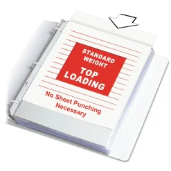 C-Line 3-Hole Punched Top Load 8.5 in. x 11 in. Insert Medium-Duty Polypropylene Sheet Protectors - Nonglare Clear Front (100/Box)