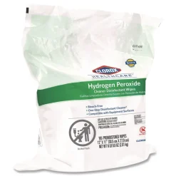 Clorox Healthcare 12 in. x 11 in. Hydrogen Peroxide Cleaner Disinfectant Wipes - Unscented White (2/Carton)