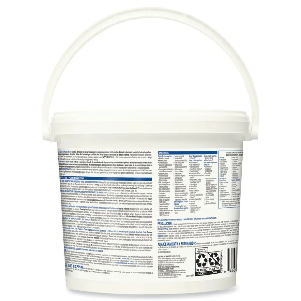Clorox Healthcare 12 in. x 12 in. 1-Ply Bleach Germicidal Wipes - Unscented, White (110/Bucket)