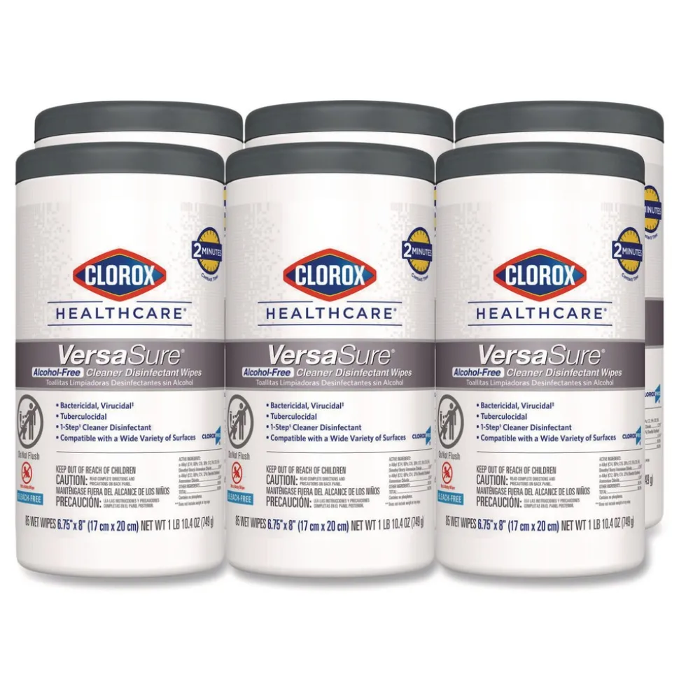 Clorox Healthcare 6.75 in. x 8 in. 1-Ply VersaSure Cleaner Disinfectant Wipes - Fragranced White (6/Carton)