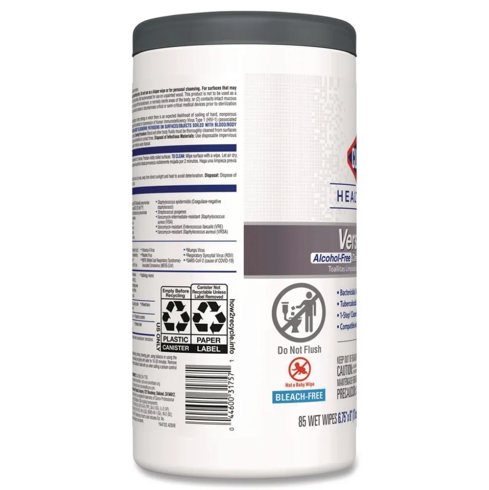 Clorox Healthcare 6.75 in. x 8 in. 1-Ply VersaSure Cleaner Disinfectant Wipes - Fragranced White (6/Carton)
