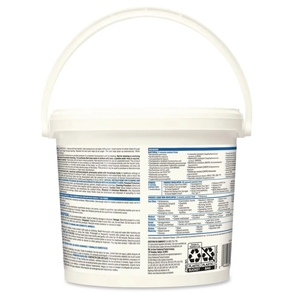 Clorox Healthcare VersaSure 12 in. x 12 in. 1-Ply Cleaner Disinfectant Wipes - Fragranced White (2/Carton)